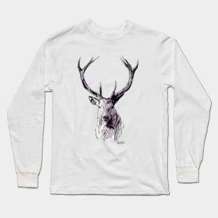 Lord Of The North - Stag - Ink and Watercolour Long Sleeve T-Shirt